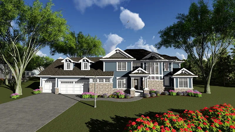 Craftsman House Plan Front of Home - Abbey Bend Craftsman Home 051D-0877 - Search House Plans and More