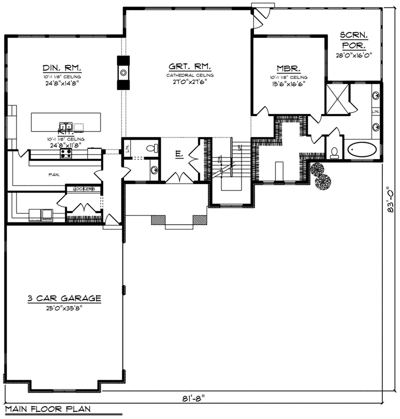 Craftsman House Plan First Floor - Elmhaven Rustic Ranch Home 051D-0882 - Search House Plans and More