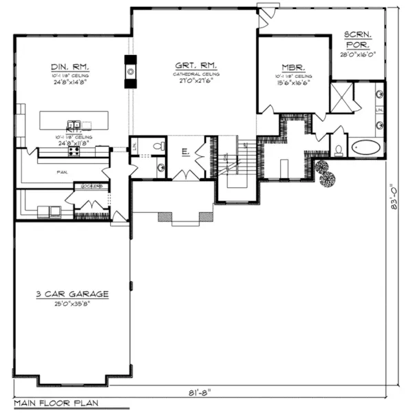 Craftsman House Plan First Floor - Elmhaven Rustic Ranch Home 051D-0882 - Search House Plans and More