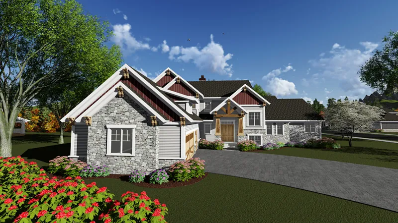 Craftsman House Plan Front of Home - Elmhaven Rustic Ranch Home 051D-0882 - Search House Plans and More