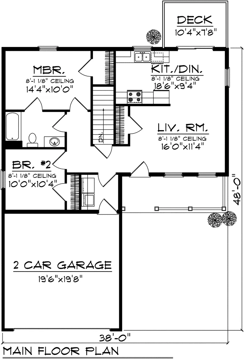 Cabin & Cottage House Plan First Floor - Marney Shingle Ranch Home 051D-0888 - Shop House Plans and More