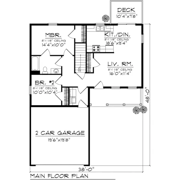 Ranch House Plan First Floor - Marney Shingle Ranch Home 051D-0888 - Shop House Plans and More