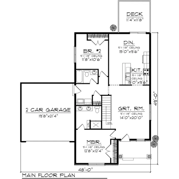 Ranch House Plan First Floor - Merrimac Ranch Home 051D-0892 - Shop House Plans and More