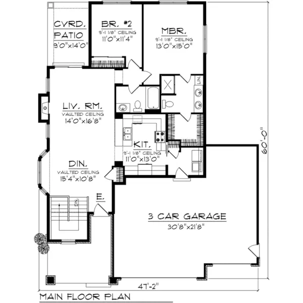 Ranch House Plan First Floor - Paige Path Craftsman Home 051D-0893 - Shop House Plans and More