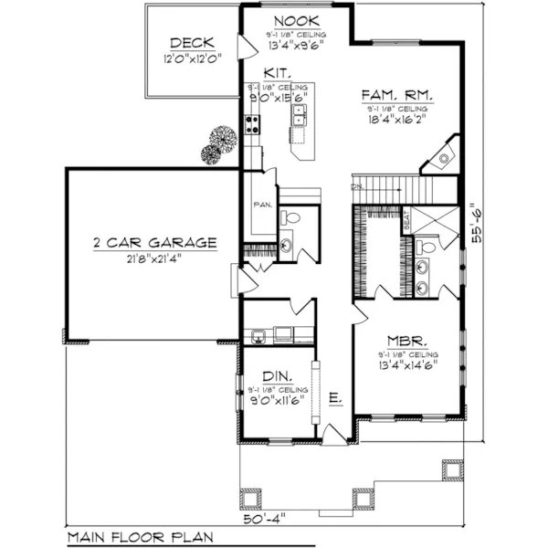 Ranch House Plan First Floor - Aaron Woods Rustic Home 051D-0895 - Search House Plans and More