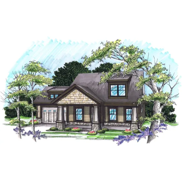 Ranch House Plan Front of Home - Aaron Woods Rustic Home 051D-0895 - Search House Plans and More