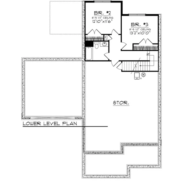 Ranch House Plan Lower Level Floor - Aaron Woods Rustic Home 051D-0895 - Search House Plans and More