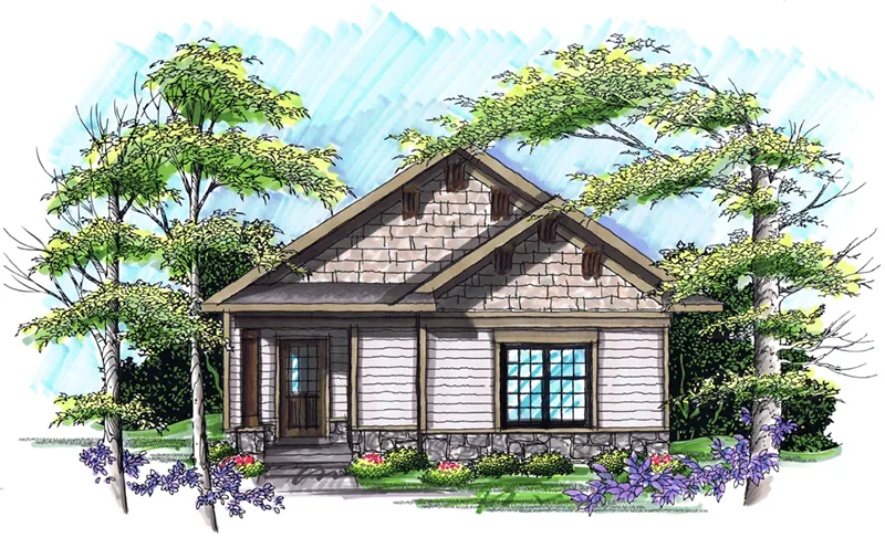 Ranch House Plan Front of Home - Allie Creek Shingle Home 051D-0896 - Search House Plans and More