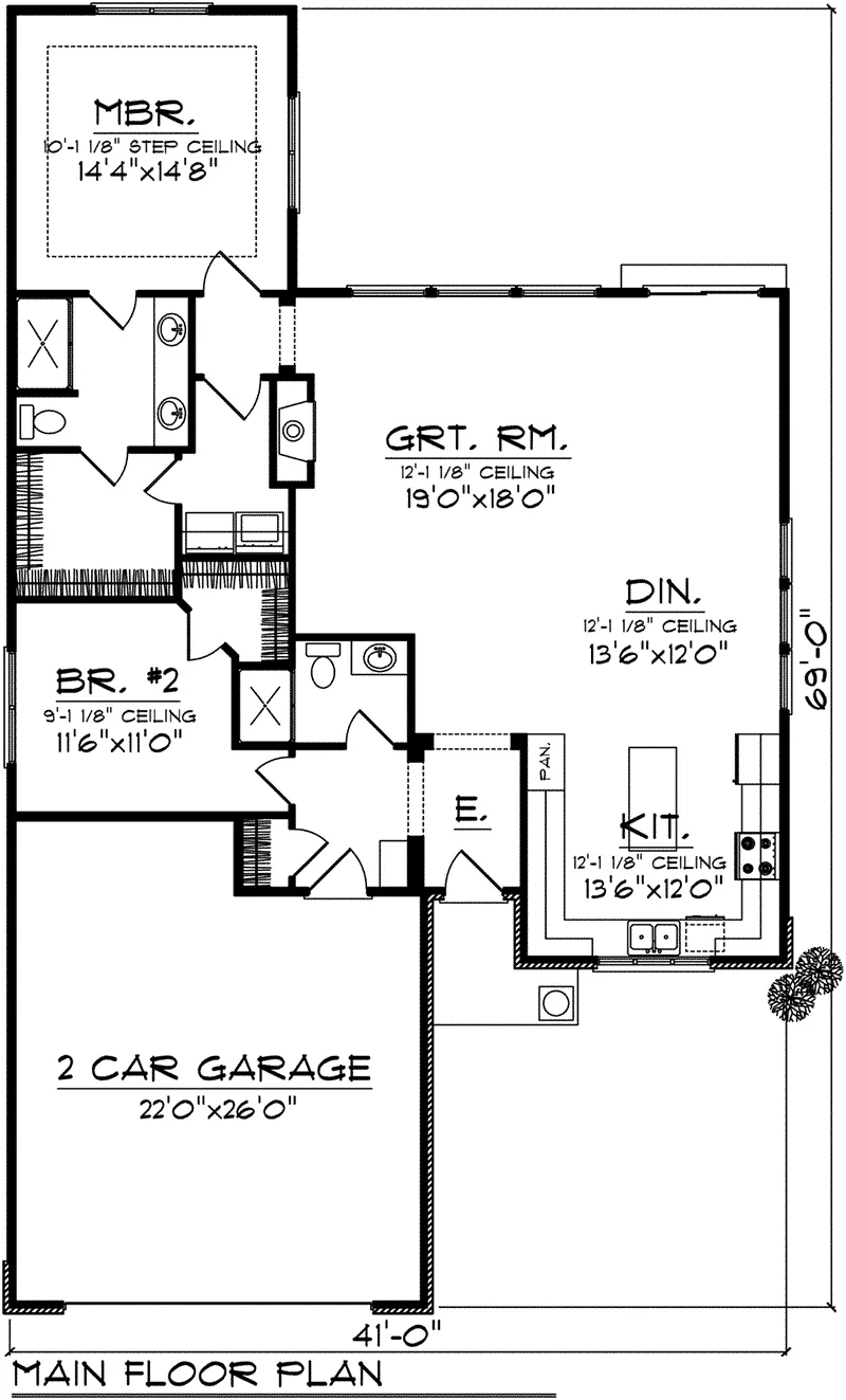 Craftsman House Plan First Floor - Hankins Craftsman Ranch Home 051D-0899 - Search House Plans and More