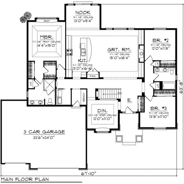 Craftsman House Plan First Floor - Teton Rustic Ranch Home 051D-0906 - Shop House Plans and More