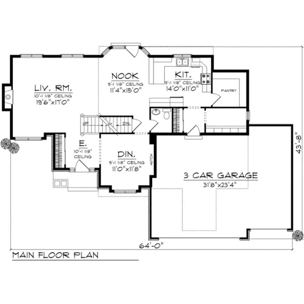 Traditional House Plan First Floor - Point Prairie Traditional Home 051D-0907 - Shop House Plans and More