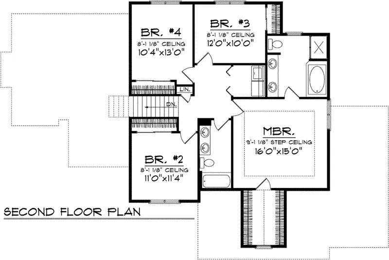 Craftsman House Plan Second Floor - Point Prairie Traditional Home 051D-0907 - Shop House Plans and More
