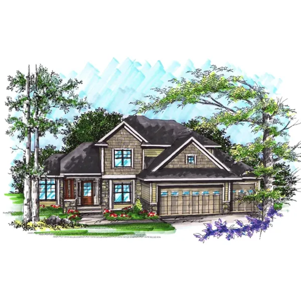 Traditional House Plan Front of Home - Point Prairie Traditional Home 051D-0907 - Shop House Plans and More