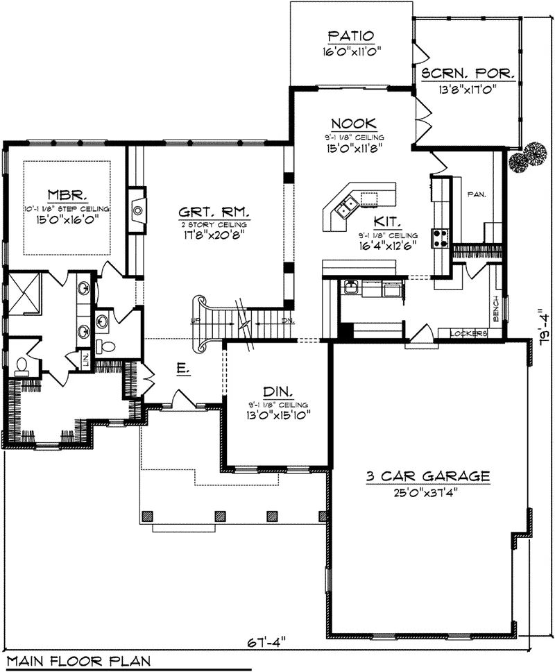 Craftsman House Plan First Floor - Frances Brook Rustic Home 051D-0911 - Search House Plans and More