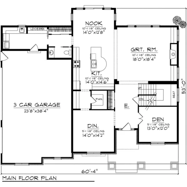 Ranch House Plan First Floor - Abbot Mill Craftsman Home 051D-0912 - Search House Plans and More