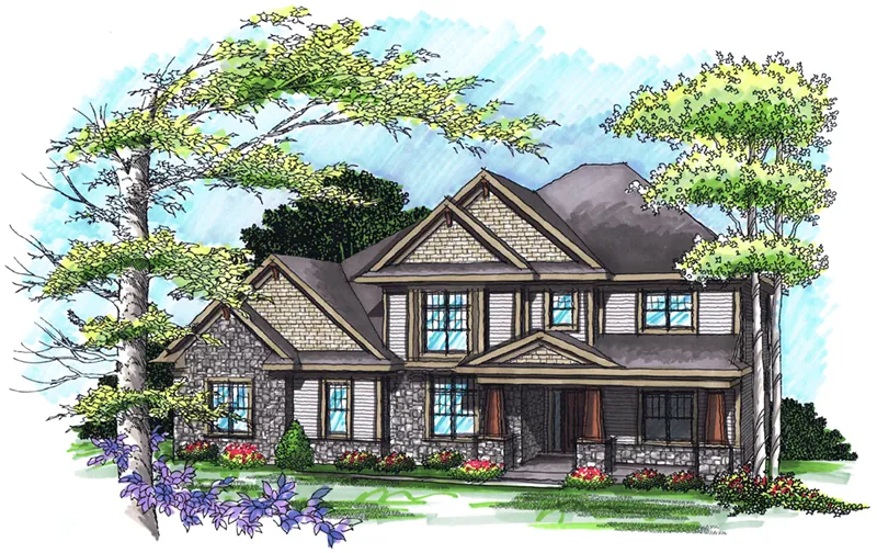 Craftsman House Plan Front of Home - Abbot Mill Craftsman Home 051D-0912 - Search House Plans and More
