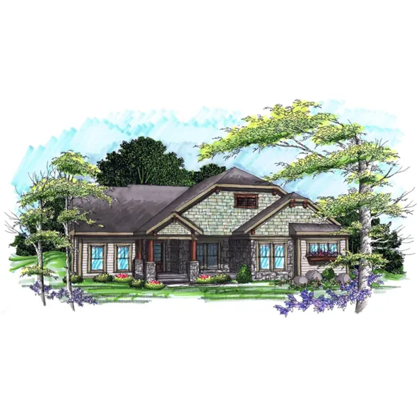 Ranch House Plan Front of Home - Dunlap Creek Craftsman Home 051D-0913 - Search House Plans and More