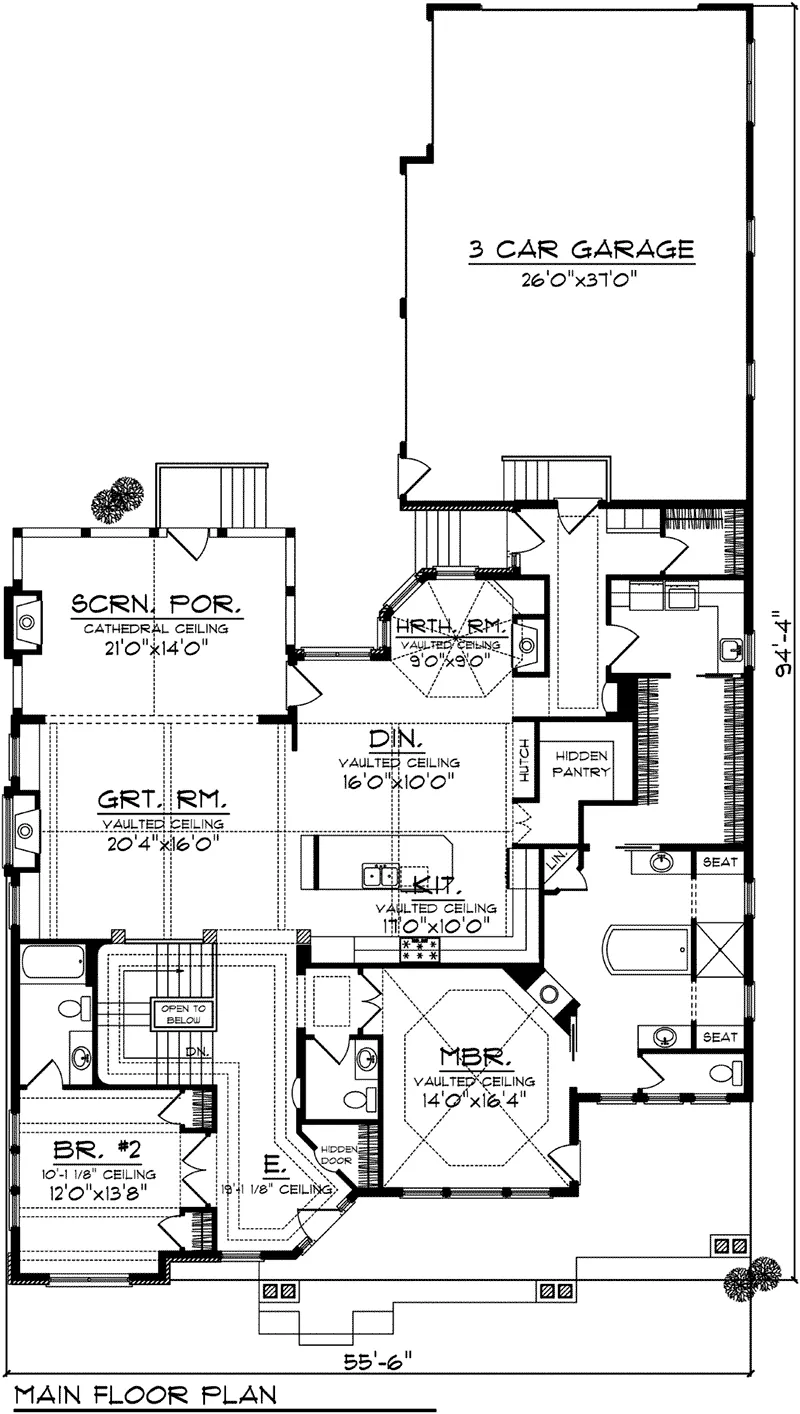 Ranch House Plan First Floor - Hidden Oak Craftsman Home 051D-0914 - Search House Plans and More