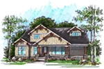 Ranch House Plan Front of Home - Hidden Oak Craftsman Home 051D-0914 - Search House Plans and More