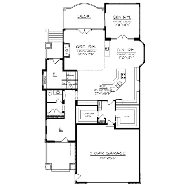 Rustic House Plan First Floor - Owen Point Craftsman Home 051D-0915 - Shop House Plans and More