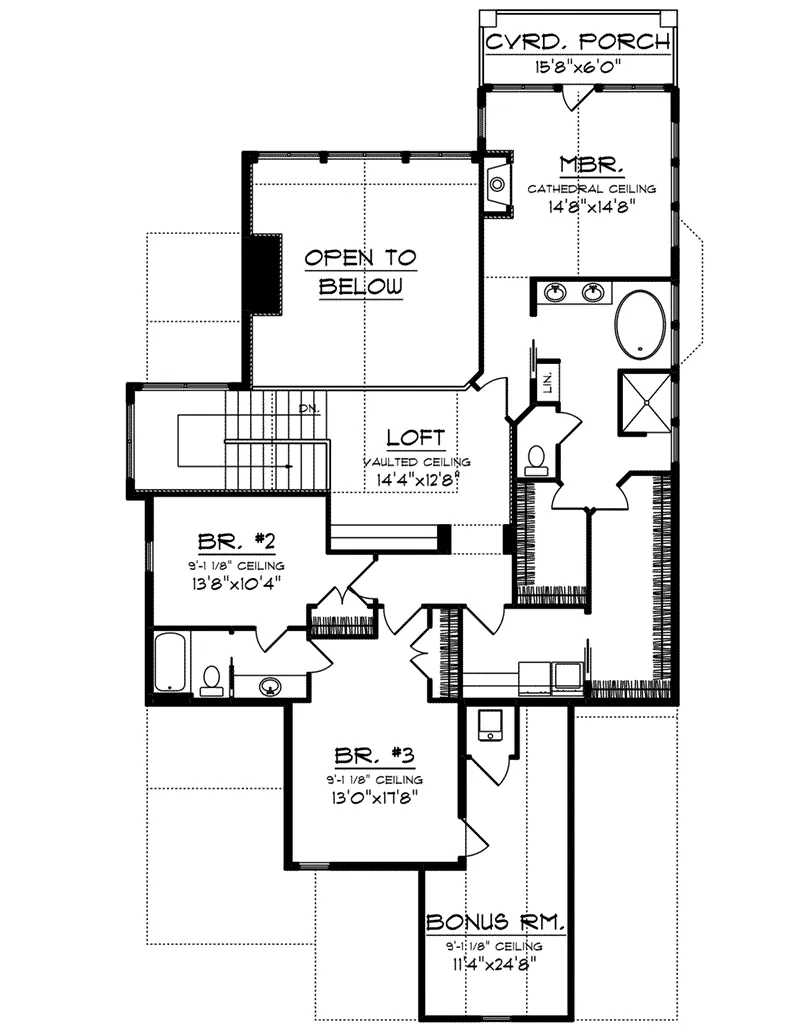Bungalow House Plan Second Floor - Owen Point Craftsman Home 051D-0915 - Shop House Plans and More