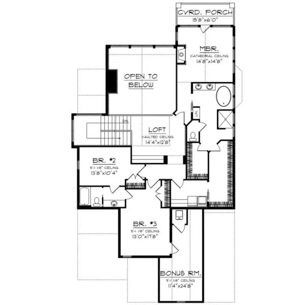 Rustic House Plan Second Floor - Owen Point Craftsman Home 051D-0915 - Shop House Plans and More