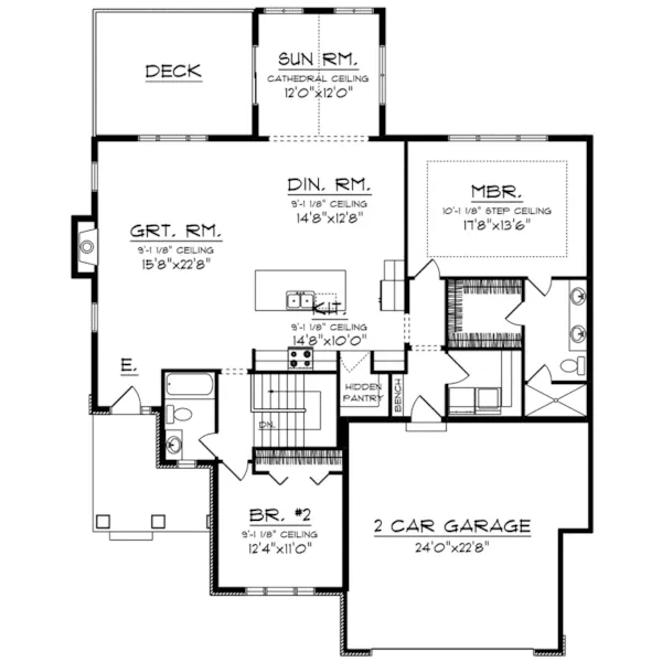 Ranch House Plan First Floor - Ares Farm Craftsman Home 051D-0923 - Shop House Plans and More