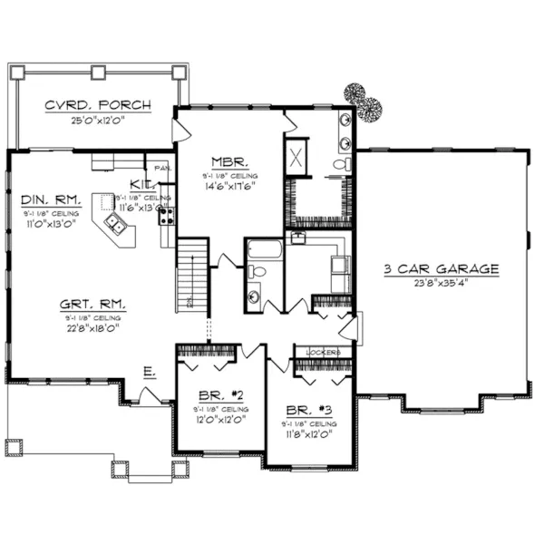 First Floor - Copley Creek Craftsman Home 051D-0925 - Shop House Plans and More