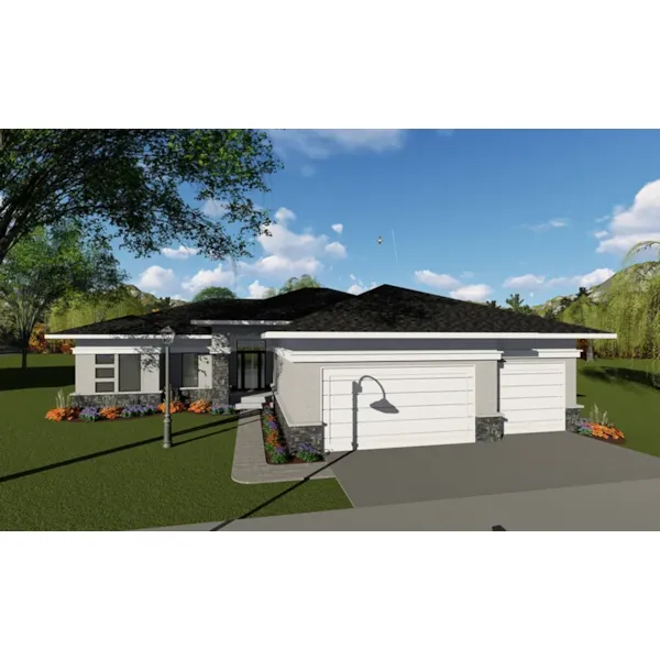 Ranch House Plan Front of Home - Radko Contemporary Ranch Home 051D-0930 - Shop House Plans and More