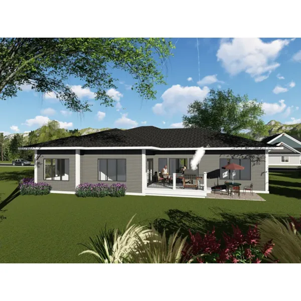 Ranch House Plan Rear Photo 01 - Radko Contemporary Ranch Home 051D-0930 - Shop House Plans and More