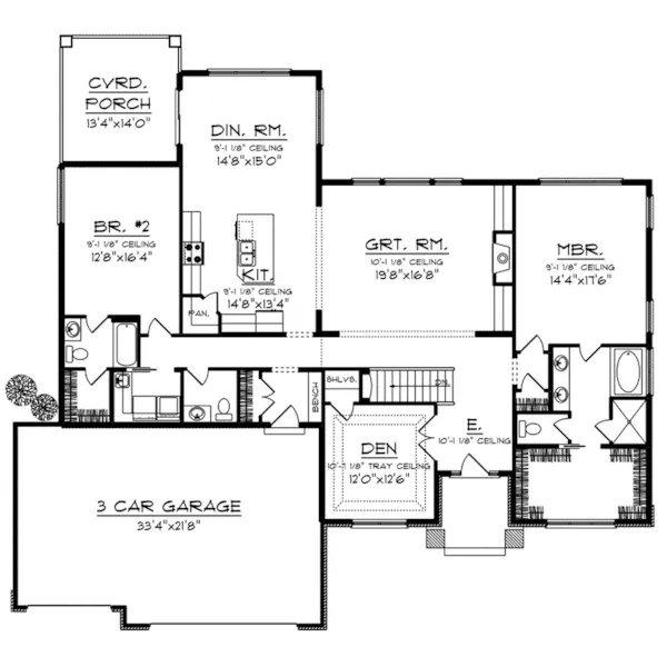 Ranch House Plan First Floor - Waters Contemporary Ranch Home 051D-0931 - Shop House Plans and More