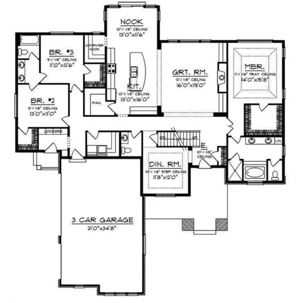 First Floor - Abbey Hollow Craftsman Home 051D-0932 - Shop House Plans and More