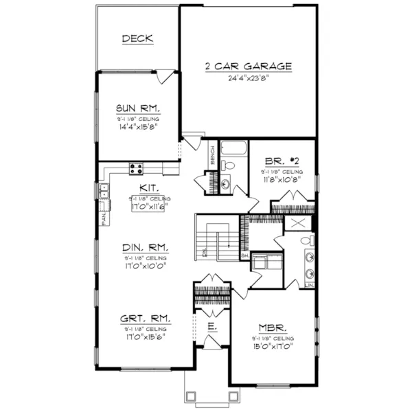 First Floor - Persimmon Craftsman Cottage 051D-0953 - Shop House Plans and More