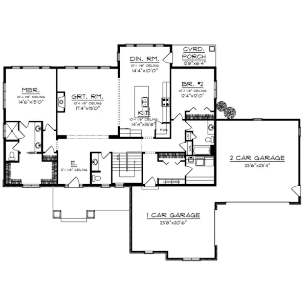 Arts & Crafts House Plan First Floor - Shaker Hill Craftsman Cottage 051D-0955 - Shop House Plans and More