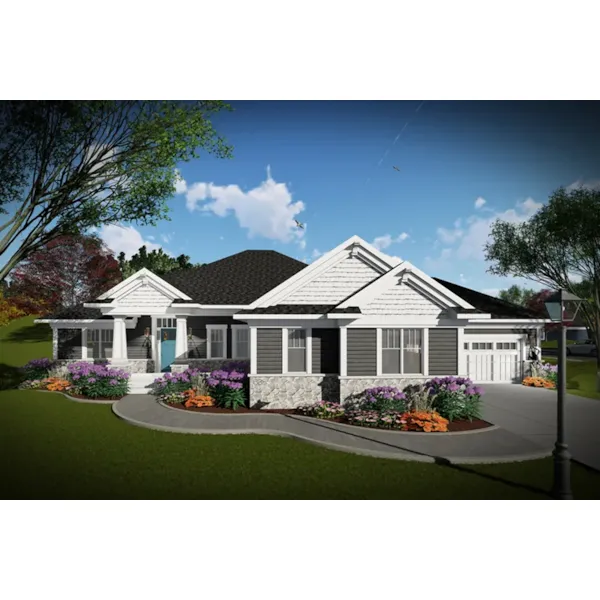 Arts & Crafts House Plan Front of Home - Shaker Hill Craftsman Cottage 051D-0955 - Shop House Plans and More