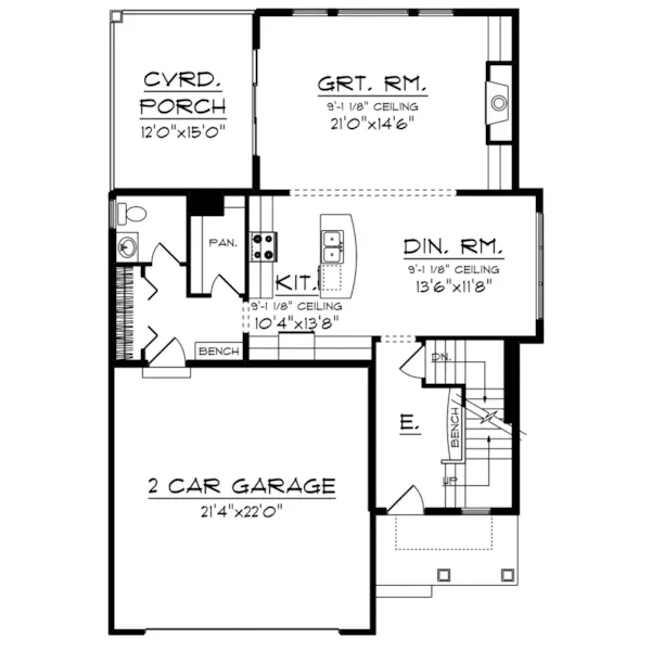 Traditional House Plan First Floor - Splendor Valley Modern Farmhouse 051D-0956 - Shop House Plans and More