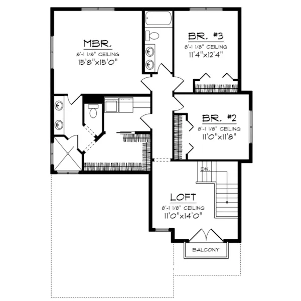 Traditional House Plan Second Floor - Splendor Valley Modern Farmhouse 051D-0956 - Shop House Plans and More