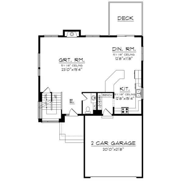 Contemporary House Plan First Floor - Piers Prairie Style Home 051D-0958 - Shop House Plans and More