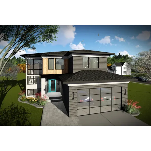 Contemporary House Plan Front of Home - Piers Prairie Style Home 051D-0958 - Shop House Plans and More