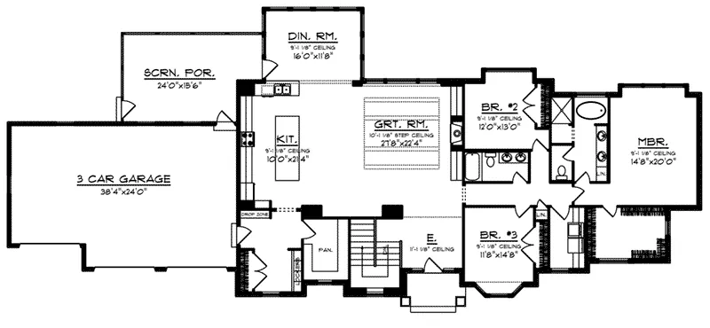 Country House Plan First Floor - Olson Creek Ranch Home 051D-0960 - Shop House Plans and More