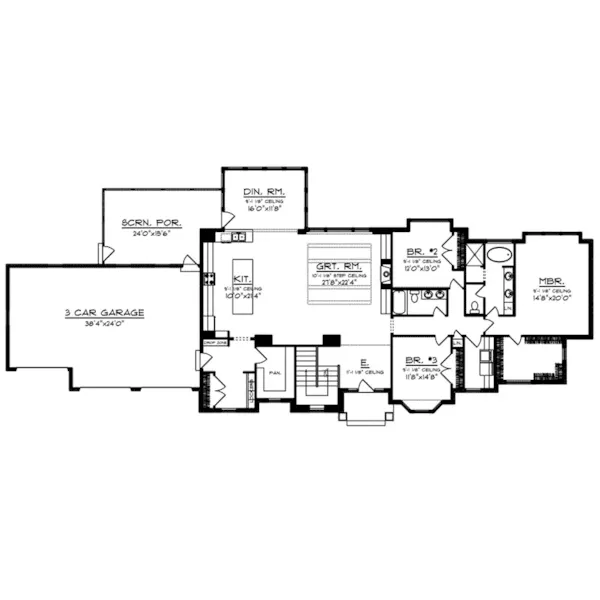 Florida House Plan First Floor - Olson Creek Ranch Home 051D-0960 - Shop House Plans and More