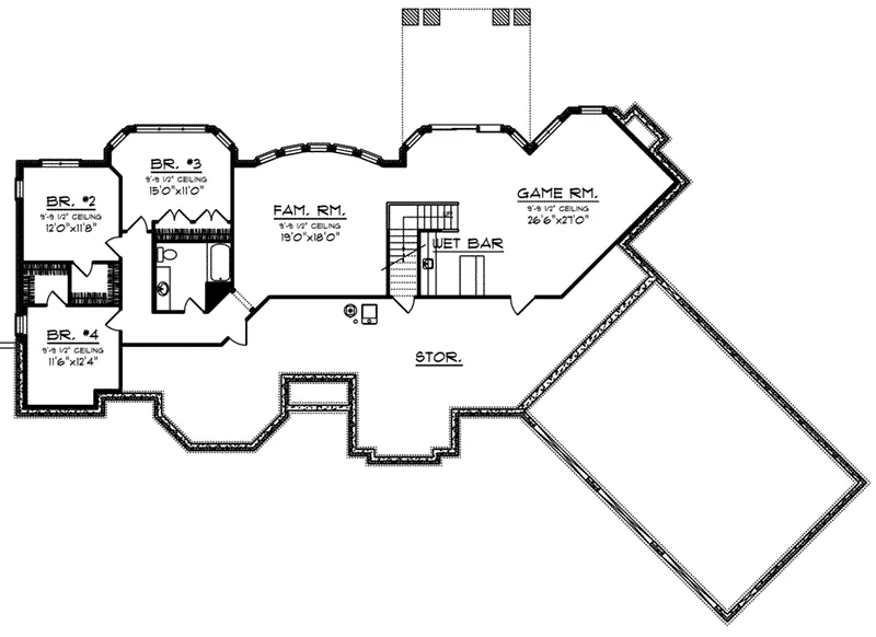 Victorian House Plan Lower Level Floor - Melody Point Luxury Home 051D-0965 - Shop House Plans and More