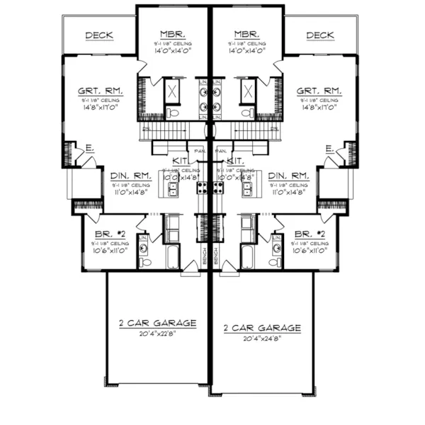 Traditional House Plan First Floor - Noble Point Duplex Home 051D-0966 - Shop House Plans and More