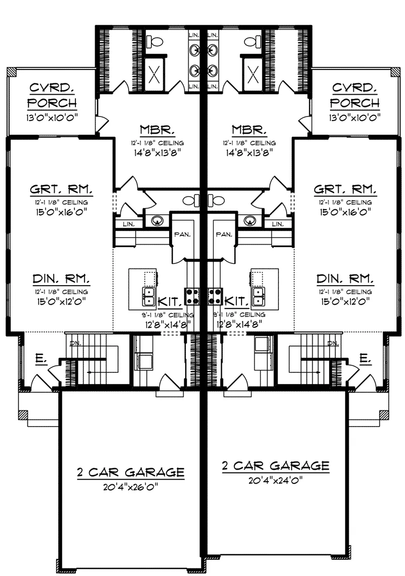 Contemporary House Plan First Floor - Clifton Terrace Duplex Home 051D-0968 - Search House Plans and More