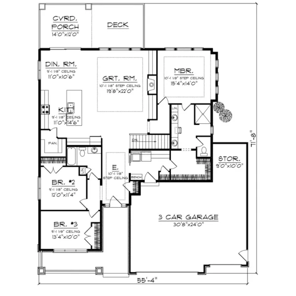 Country House Plan First Floor - Grassy Point Craftsman Home 051D-0981 - Search House Plans and More