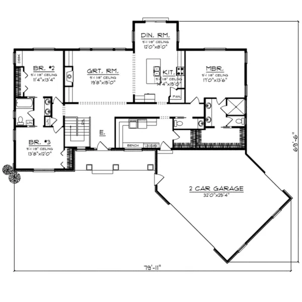 Ranch House Plan First Floor - Abbey Vista Modern Farmhouse 051D-0982 - Shop House Plans and More