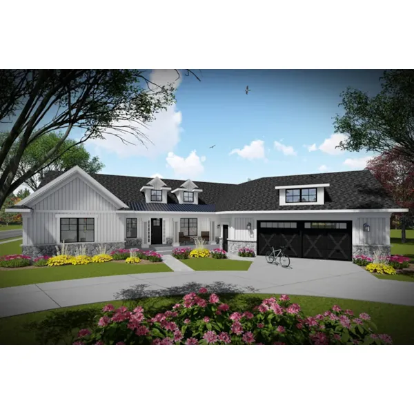 Ranch House Plan Front of Home - Abbey Vista Modern Farmhouse 051D-0982 - Shop House Plans and More