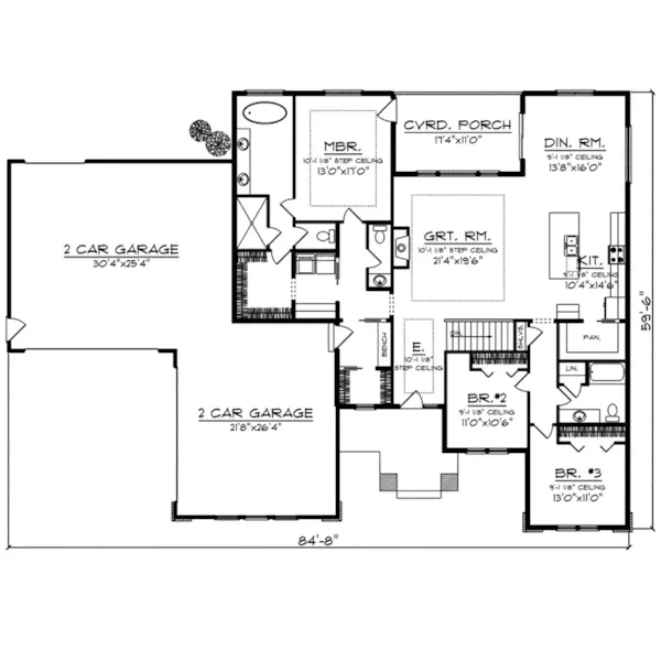 Sunbelt House Plan First Floor - Bello Modern Home 051D-0984 - Shop House Plans and More