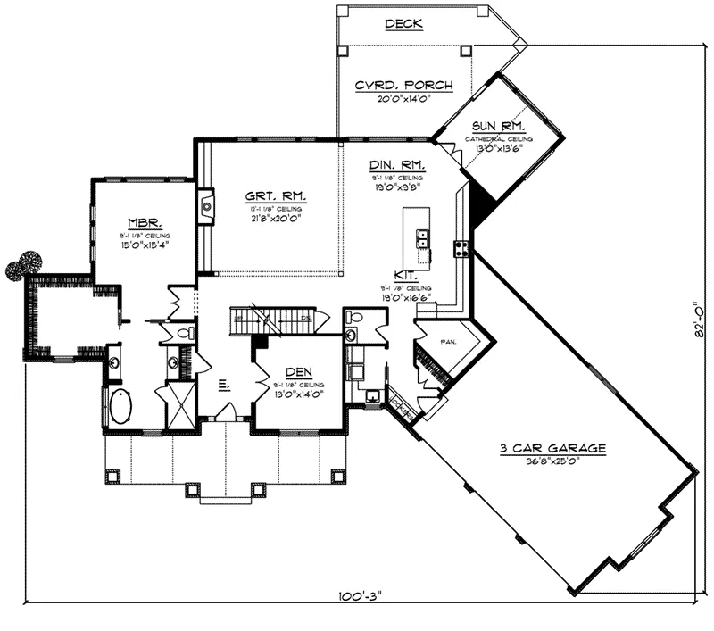 Arts & Crafts House Plan First Floor - Concord Vineyard Country Home 051D-0988 - Shop House Plans and More