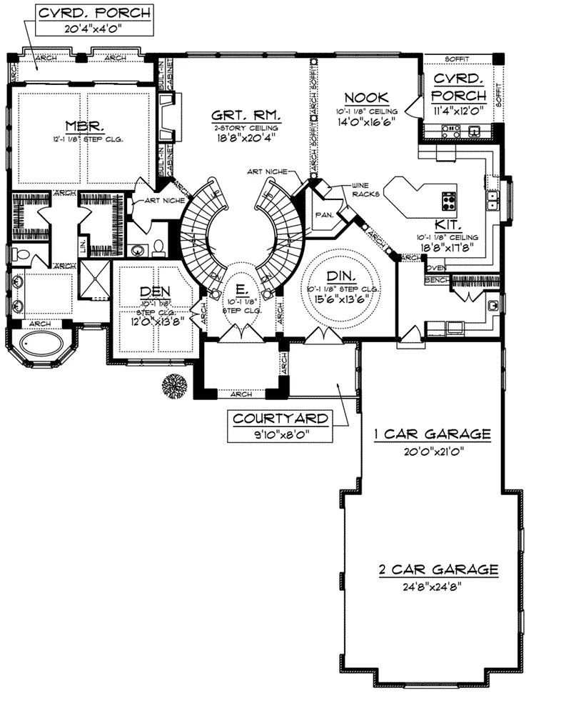 Italian House Plan First Floor - Ronaldo Italian Home 051D-0990 - Shop House Plans and More